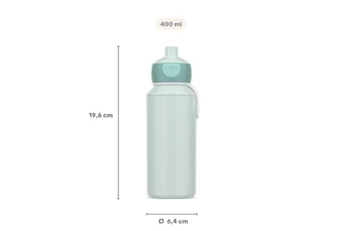 Mepal Drinking Bottle Pop-up Campus, Drinking Bottle, Leak Proof Drink Bottle For School, BPA-free and Dishwasher Safe, 400 ml, Cool mint — view 3