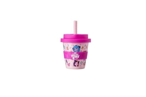 HOX My Little Pony Babyccino Travel Cup for Kids – 100ml Reusable Cold Drink Cup with Soft Silicone Lid & Straw, BPA-Free, Spill-Resistant, Lightweight & Portable, Pink