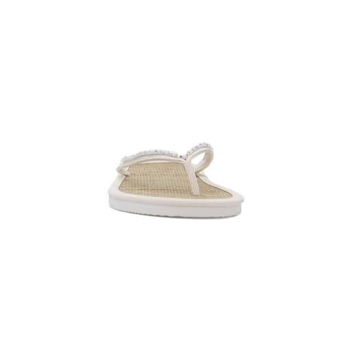 Shoe Zone - Womens White Beaded Toe Post Flat Sandal - Size 6 UK - White — view 3