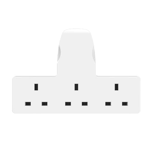 Triple Adapter Plug Extension Socket Uk Multi Plug Adaptor 3 Way Plug Adapter (3WAY BOARD) white — view 2