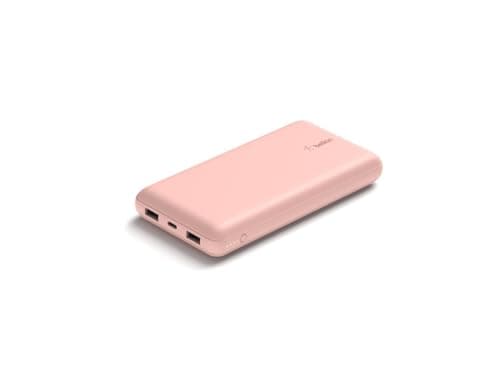 Belkin USB C Portable Charger 20000mAh, 20K Power Bank with USB Type C Input Output Port and 2 USB A Ports with Included USB C to A Cable for iPhone, Galaxy, Pixel, iPad, AirPods and More – Rose Gold — view 4