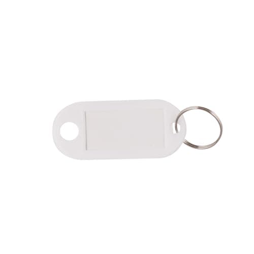 D.RECT Key Tags 10 Pcs - Plastic Keyring Tags with Loops - Key Ring with Window for Luggage, Pet Name and Office Key Labels, White — view 5
