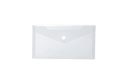 HERMA 20032 Document Wallet, DIN Long, Transparent White, Small Transparent Pockets Envelope with Press Stud, Plastic Envelope for School, University, Office, Travel