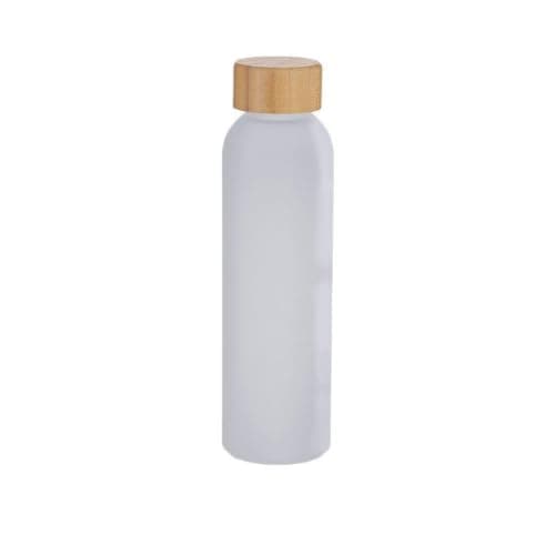 Personalised 500ml Recycled Glass Water Bottle with Bamboo Cap - Eco-Friendly Custom Engraved Frosted Reusable Bottle for Office, Gym & Travel — view 3