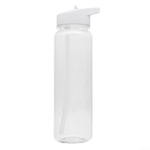 PS Sports Water Bottle 750ML Leakproof Lid with Straw Portable Lightweight Drink Mug for Camping Hiking Yoga and Fishing (White)