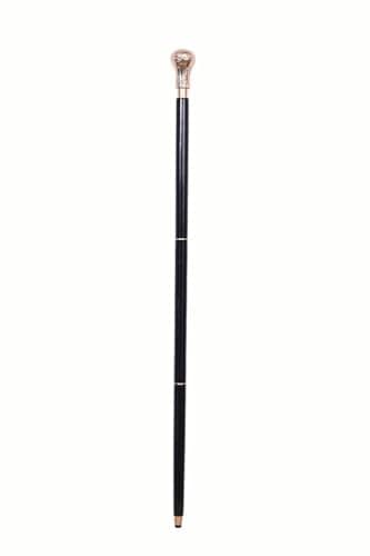 Replica of Bat Masterson Walking Cane – 37.5" Handmade Wooden Walking Stick with Brass Knob Handle – Black & Gold Finish – Stylish Walking Cane for Men & Women — view 4