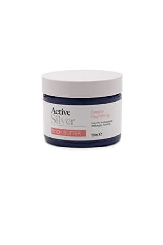 Active Silver - Moisturising Body Butter - Antibacterial Skin Moisturiser with Colloidal Silver, Mandarin Essential Oil, Aloe Vera and Sweet Almond Oil - Vegan and Cruelty Free - 50ml