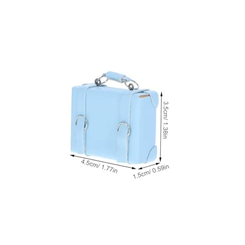 Miniature Toy Suitcase Wooden Faux Leather Metal Rectangular Doll — view 2