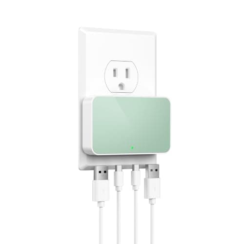 KWRNVO Flat USB Wall Charger 4 Ports Slim 65W USB-C/A Flodable Plug Fast Charging Block for iPhone 8/9/10/11/12/13/14/15 Multiport Power Charging Adapter for ipad and Galaxy Series S8-10 Green