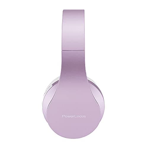 PowerLocus Wireless Bluetooth Over-Ear Stereo Foldable Headphones, Wired Headsets Noise Cancelling with Built-in Microphone for iPhone, Samsung, LG, iPad (White/Purple) — view 2