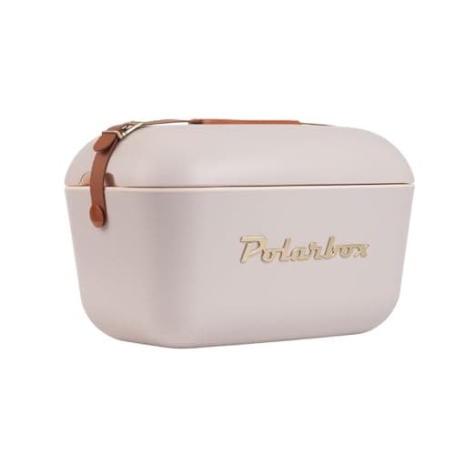 Polarbox Retro Beach Cooler Vintage Picnic Lunch Box Bag Portable Cooler Travel Camping Hiking 90s Style Ice Chest Extra Large Lightweight for Cans Beers & Seltzers 20L Pearl Gold