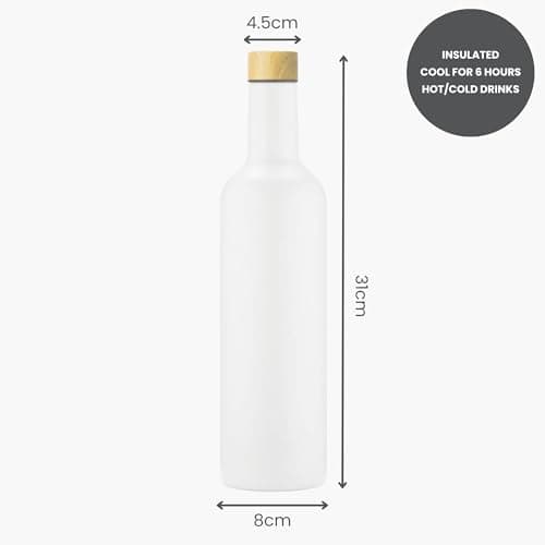 EST 2012 UBERSTAR BARWARE & GIFTS VINNIE Stainless Steel Insulated Travel Wine Bottle 750ml / Hot or Cold Drinks/Reusable Flask Screw Top/Water Wine Juice (White) — view 4