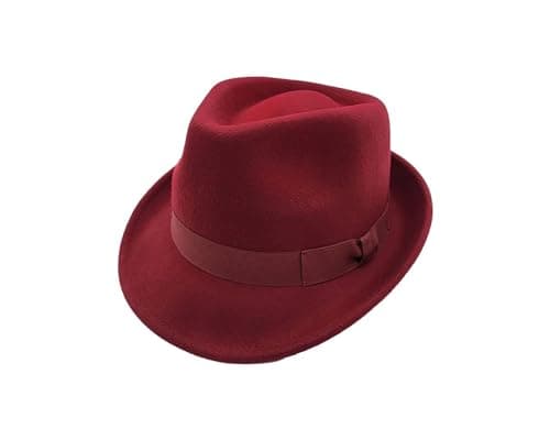 Classic 100% Wool Trilby Hat for Men & Women | Unisex Design | Fedora Jezz Hat | Elegant Trilby Hat (UK, Alpha, M, Standard, Maroon) — view 3