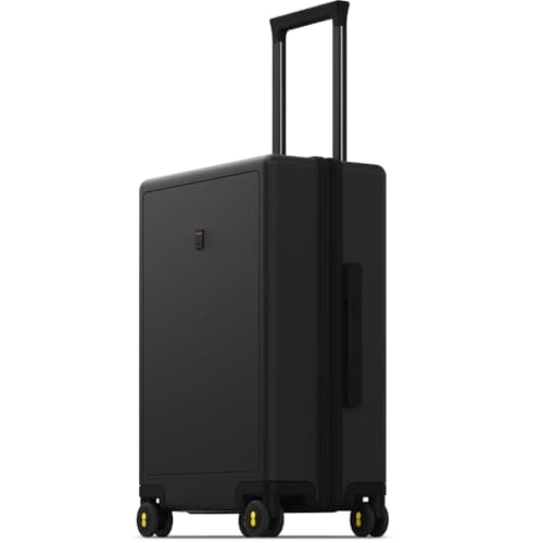 LEVEL8 Carry on Suitcase Cabin Luggage 100% PC Trolley Case Micro-Diamond Textured Design with Wheels Lightweight, TSA Approved Hard Shell for Airline for Women Men(55cm, 40L,Black)