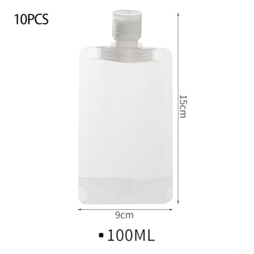 Reusable Travel Containers for Liquids 10pcs White Plastic Pouches 30-100ml Leakproof Toiletry Containers Baby Travel Nappy Bag Accessory(100ml) — view 3