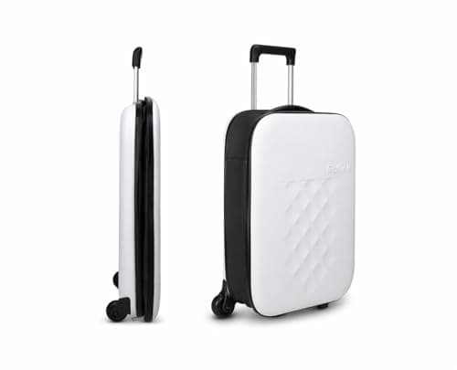 Rollink Flex Vega Collapsible Suitcase - Fully Collapsible, Hardshell, Silent, Coated Wheels for Smooth Gliding, Scratch, Water & Impact Resistant, Snow White, Carry-On 21-Inch (11.8 Gal packing