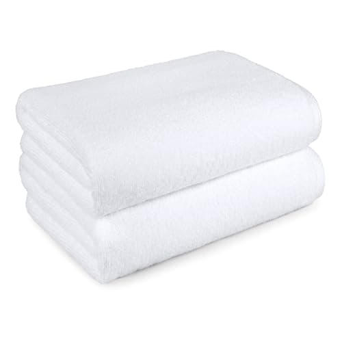 Amazon Basics Bath Towels, 100% Cotton Quick Dry Towel Set, Soft and Absorbent, 70 x 140 cm, White, 2-Pack — view 6