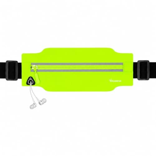Running Belt for Men & Women, Slim Bum Bag & Running Phone Holder, No Bounce Waist Pack, Water Resistant Reflective Running Pouch, Adjustable Fitness Belt Fits All Smartphones(Silver-Green) — view 2