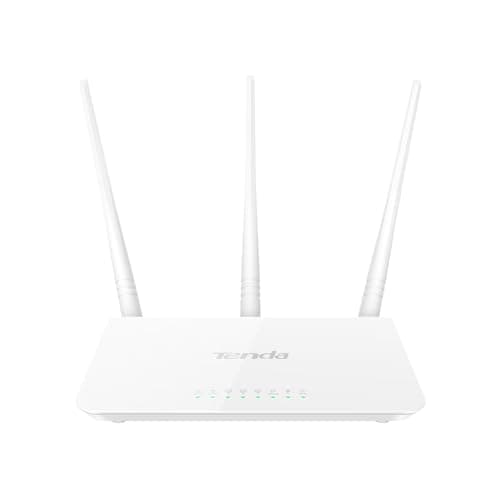 Tenda Wireless Router 300 Mbps, 3 External Antennas for Streaming Music, Uploading Photos, Video Chatting, Hd Video Streaming F3, White