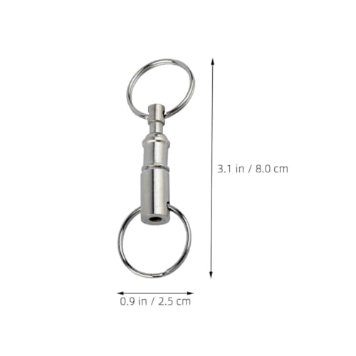 Detachable Quick Release Keyring with Double Spring, Iron Alloy Silver — view 2