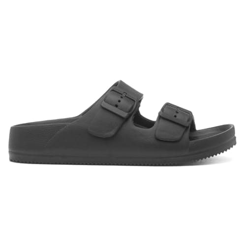 Shoe Zone - Womens Black Double Buckle EVA Mule Slip On Sandal - Size 6 UK - Black — view 2