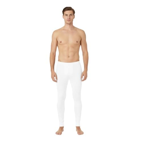 Men's Thermal Leggings Underwear Long Johns Bottoms for Winter Warmth, Men Thermal Pants Base Layer Winter for Skiing, Hiking, Cycling, Gym & Training (UK, Alpha, XL, Regular, Regular, 1, White)