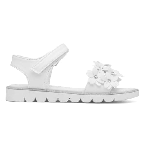 Walkright Florian Girls White Flower Flat Sandal - Size 2 UK - White — view 2