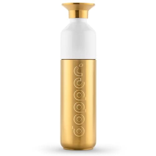 Dopper Steel Gold drinking bottle 490ml - stainless steel water bottle - BPA free water bottle, 18/8 stainless steel, leakproof - sports bottle for sports, outdoor & office