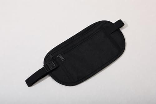 yuandnn Money Belt, Passport Holder Secure Hidden Travel Wallet with RFID Blocking, Adjustable Undercover Fanny Pack with 2 Pockets for Men Women (Black) — view 2