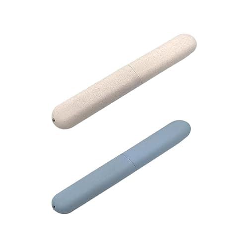 ZXfad 2Pcs Toothbrush Case(Beige/Blue)