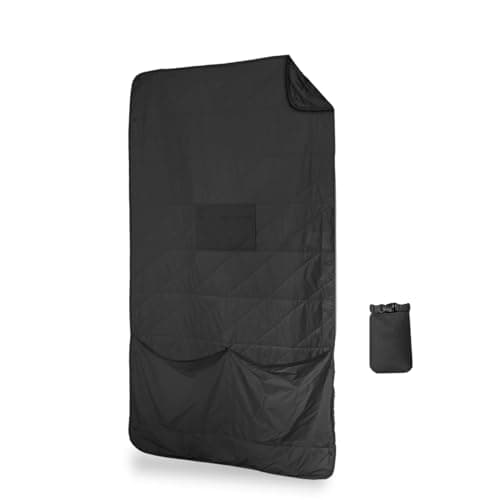 Gravel Layover Travel Blanket – Ultra-Lightweight, Warm Down Alternative with Carry Pouch (Black)