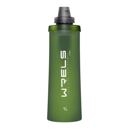 WRELS Collapsible Squeeze Water Filter Bottle 1L Filter System for Trail Running, Hiking, Travel, Camping | Ultralight Portable Soft Flask with Filter for Outdoor Survival