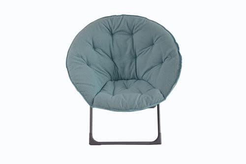 Portable Soft Moon Chair Folding Camping Chair Cozy Reading Chair Sheep Wool Accent Stool for Bedroom Balcony Relaxation Areas Gardens Patios80x80x37cm (Blue) — view 6