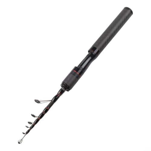 for ultra Light Carbon Fishing Rod 1.5m Portable Telescopic Pole for Trout Perch - High Sensitivity Solid Tip with Cork Handle Freshwater Travel Gear Black