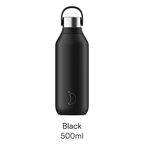 Chilly's Series 2 Stainless Steel Water Bottle - Abyss Black, 500ml — view 2