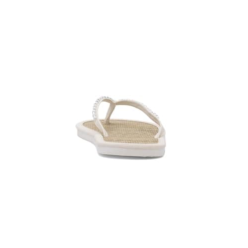 Shoe Zone - Womens White Beaded Toe Post Flat Sandal - Size 6 UK - White — view 5