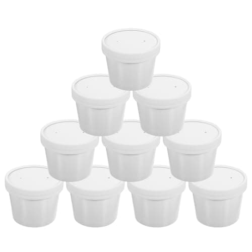 VANZACK Disposable Travel Coffee Cups with Lids, 10 Pack 240ml White Paper