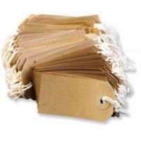 200 LARGE Brown/Buff (Manilla) Strung 134x67mm Tag/Tie On Luggage Craft Labels 5 by Q-Connect