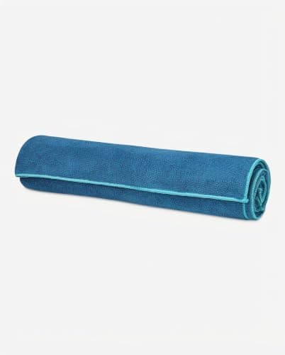 Gaiam Stay Put Yoga Towel - Fits Over Standard Size Yoga Mat (68" L x 24" W), Lake — view 3