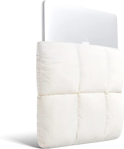 Comfyable Puffy Laptop Sleeve 13 Inch 14 Inch, Quilted Puffer Laptop Carrying Bag for Women, Pillow Case Compatible with MacBook Air M5 A3449, MacBook Pro M5 Pro/Max A3426 A3427, Neo A18 A3404, Rice — view 3