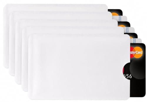 ASPIRE UK 5 x RFID Blocking Sleeves for Credit Debit and ID Cards Contactless Protection Aluminium Anti Scan Wallet Purse Card Protector Slim Security Sleeves for Everyday Use Travel