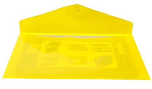 eco-eco A4+ 50% Recycled Transparent Press Stud Popper Wallet, Plastic Folders (Pack of 5), Yellow, eco035YELLOW — view 4