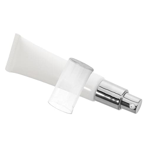 NUOBESTY 35g Plastic Refillable Cosmetic Sub Bottle with Pump Dispenser for Moisturiser, Sleek Silver Tube for Dispensing Cosmetics and Storing Lotions, for Travel and Business Trips