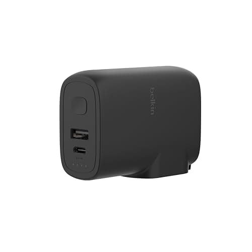 Belkin BoostCharge Hybrid Wall Charger 25W + Power Bank 5000mAh, 2-in-1 Portable Charger with USB-C PD3.0 Port & USB-A Port, Dual-Port Battery Pack, USB-C Charger, USB Plug + C to C Cable — view 4