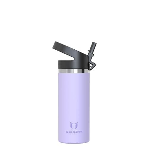 Super Sparrow Water Bottle Insulated - 500ml - Wide Mouth Metal Bottle - Wide Mouth SwivelSip Flask - BPA Free, Leak Proof - Ergonomic Straw Water Bottles for Work, Gym, Travel, Sports