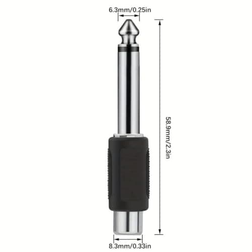 Kjzeex 6 Pack 6.35mm Male Mono Jack Plug to RCA Female, Phono Socket — view 2
