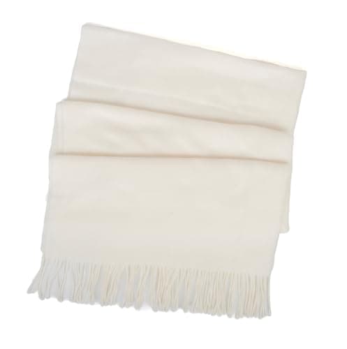 XuoAz Women's Fall Winter Shawl Wrap Large Fringe Scarf for Evening Dresses Travel, Solid Beige, Medium — view 5