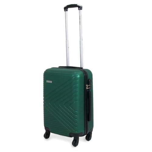 Planet Direct Green Cabin Suitcase (55x36x23cm) | Hard Shell Lightweight Suitcase | 3-Digit Lock | 4 Spinner Wheels | Telescopic Handle | Carry On Luggage