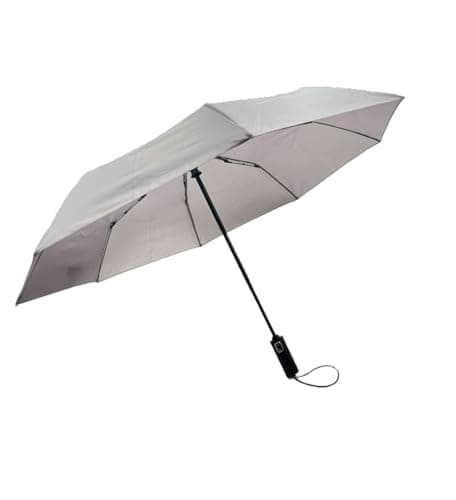 Start and Drive, Travel Umbrellas for Rain, Auto Open Close Durable Strong Compact, Lightweight, Easy to carry, Ideal for Men & Women Umbrella Brolley for Travel (Grey)