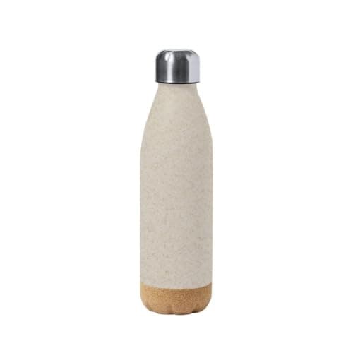 Personalised 650ml BPA-Free Water Bottle with Natural Cork Base & Stainless Steel Lid - Custom Printed Reusable PE Drinking Bottle for Gym, Office, School & Travel — view 3